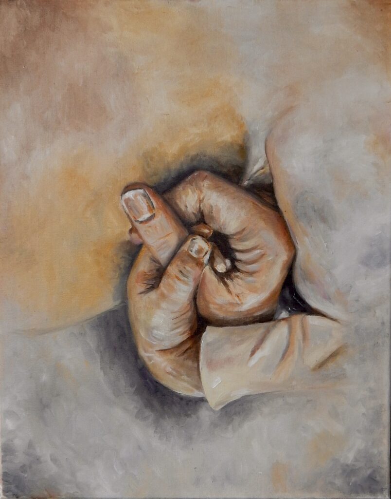 Holding Hands abstract botanical artwork