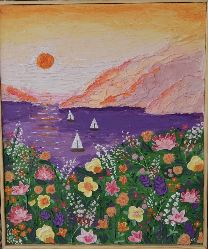 Boats on the Bay abstract botanical artwork